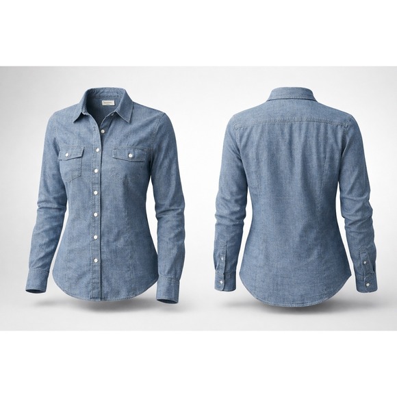 J. Crew Tops - J. Crew Womens Chambray Cotton Button Down Shirt Blue Long Sleeve Size S RN77388